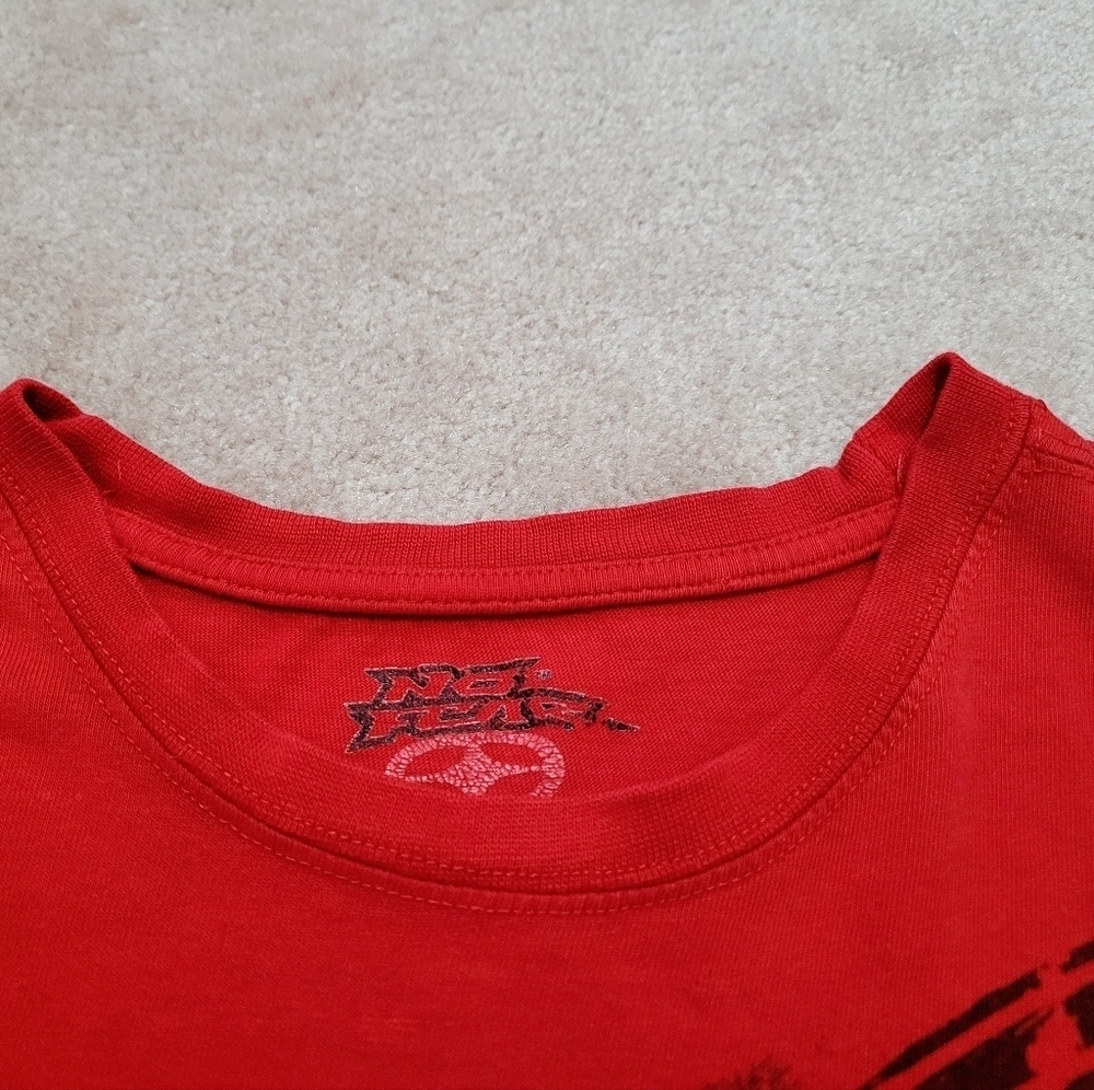 Vintage 90's NO FEAR Red T-shirt 100% Cotton Men's Size M *couple Small Holes* - Picture 6 of 11